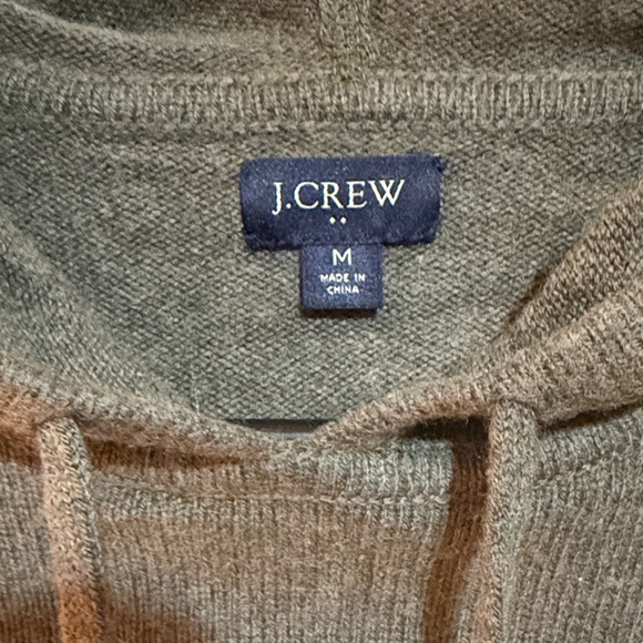 J. Crew Men’s Olive Green Pullover Lamb’s Wool Sweater Hoodie - Picture 3 of 5